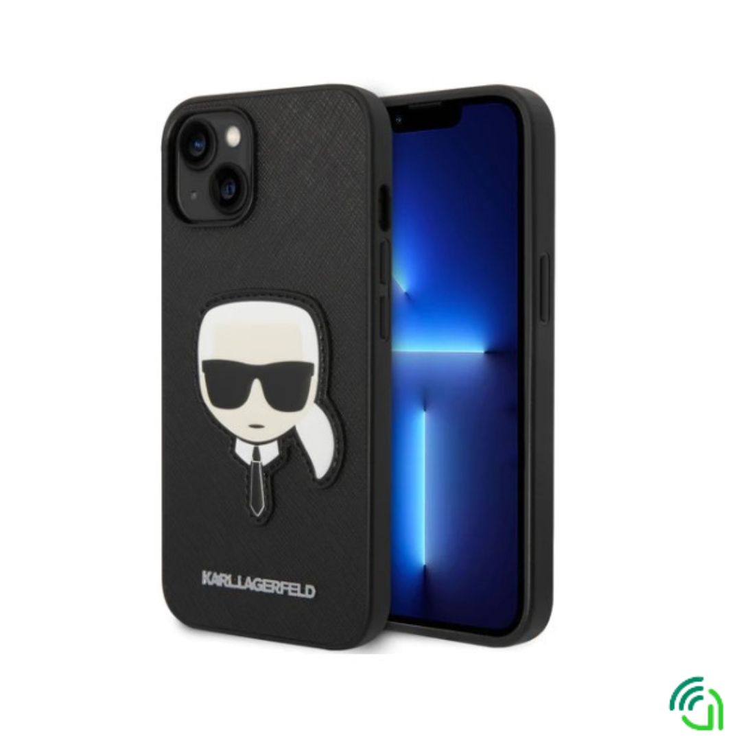 IPHONE 14 MAX LEATHER BLACK CASE WITH KARL HEAD PATCH - KARL LAGERFELD ...