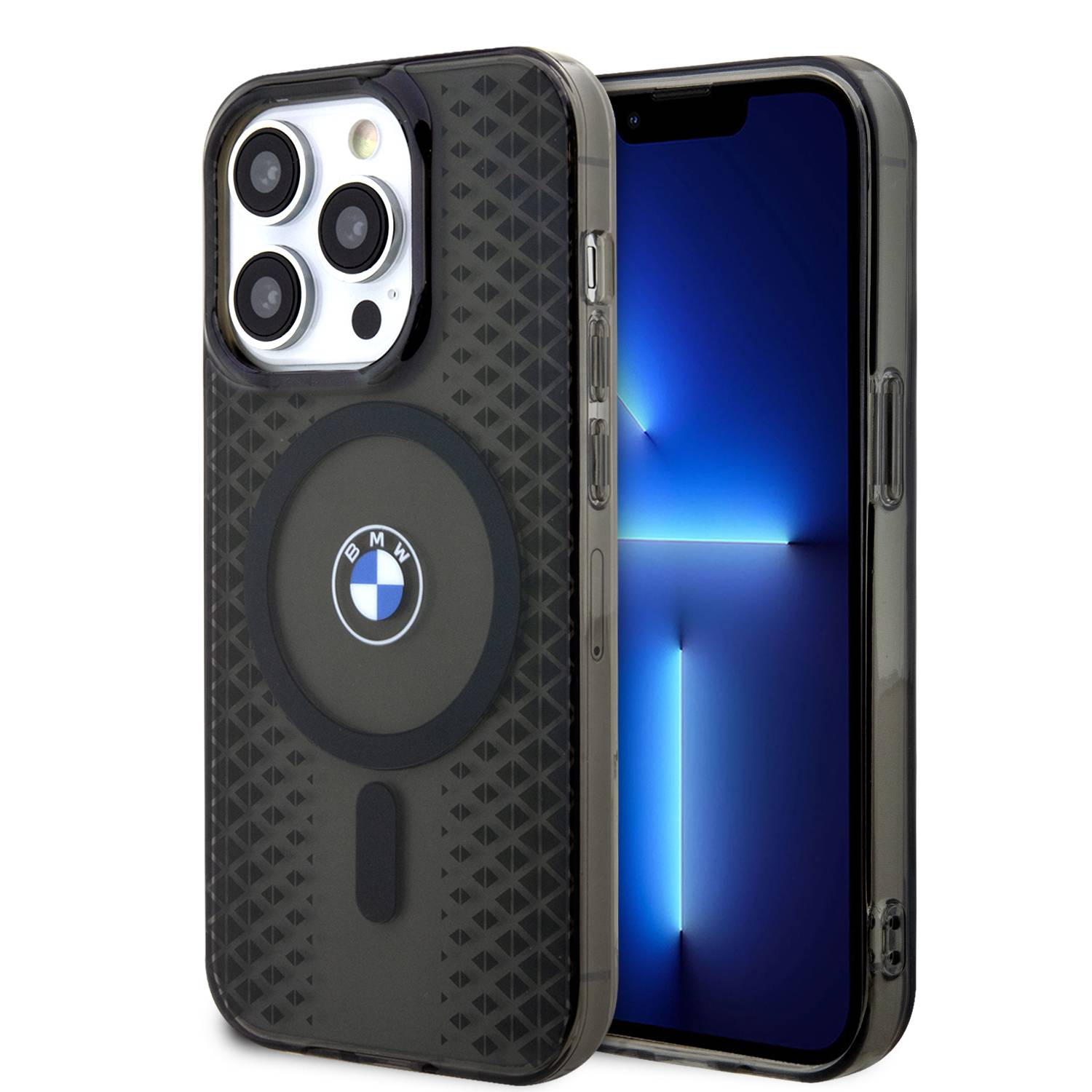 BMW Leather Case with Sign Blue Dots Pattern for iPhone 15 Pro - AllCell.am